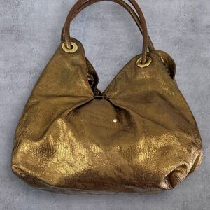Sonia Rykiel Metallic Gold Leather Shoulder Bag